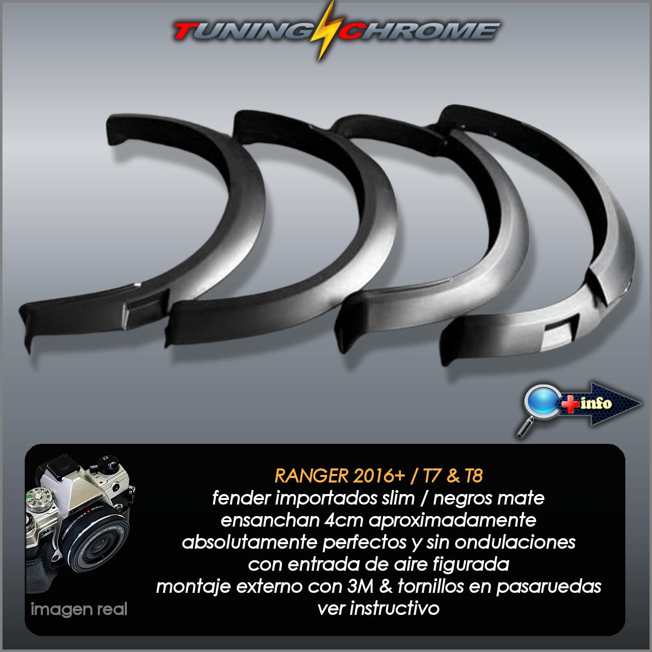 Slim Fender Ranger / Negro Mate / Con Entrada de Aire Figurado
2016 - 2022