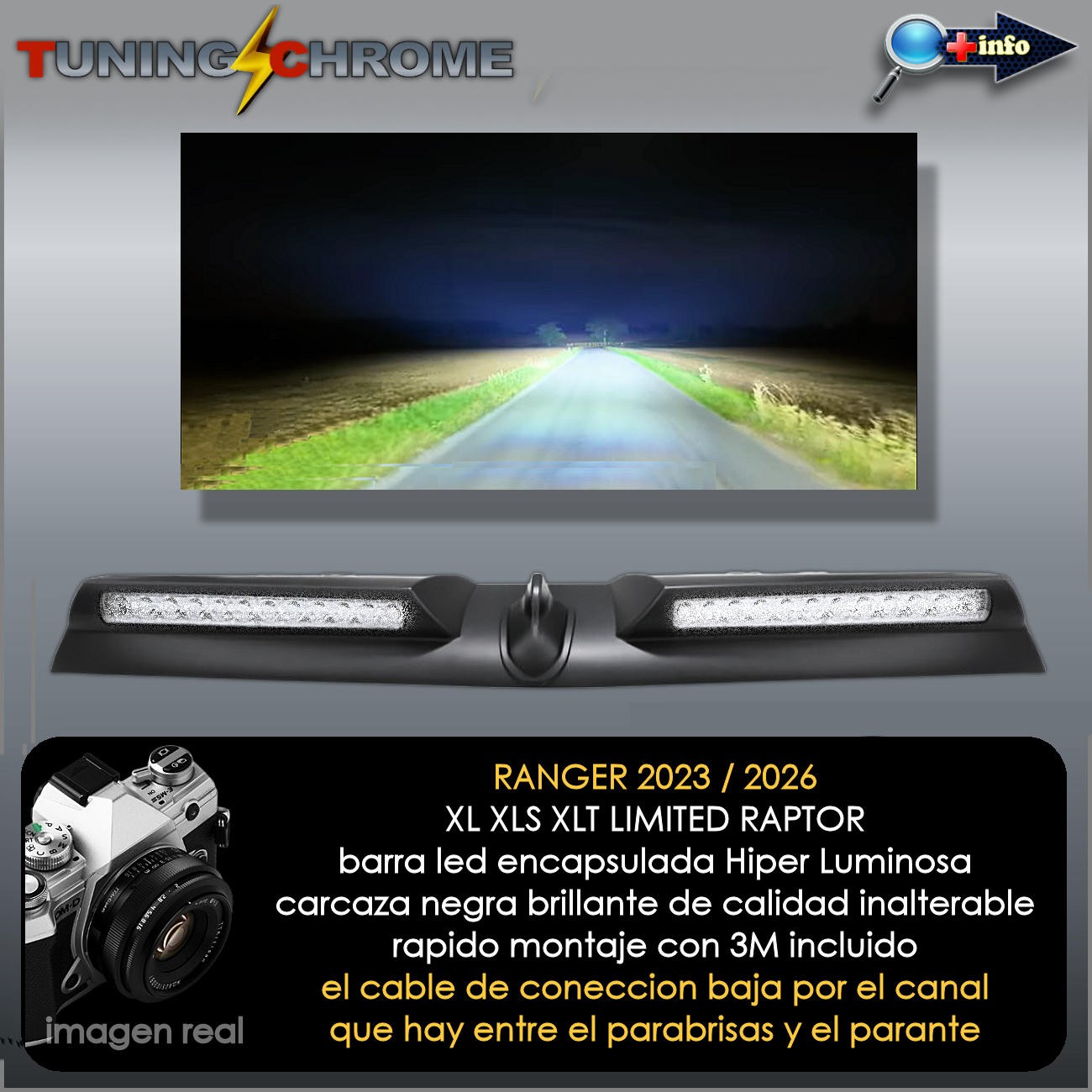 Barra de Led Encapsulada / Negro Brillante / RANGER XL XLS XLT LIMITED RAPTOR
2023 - 2026